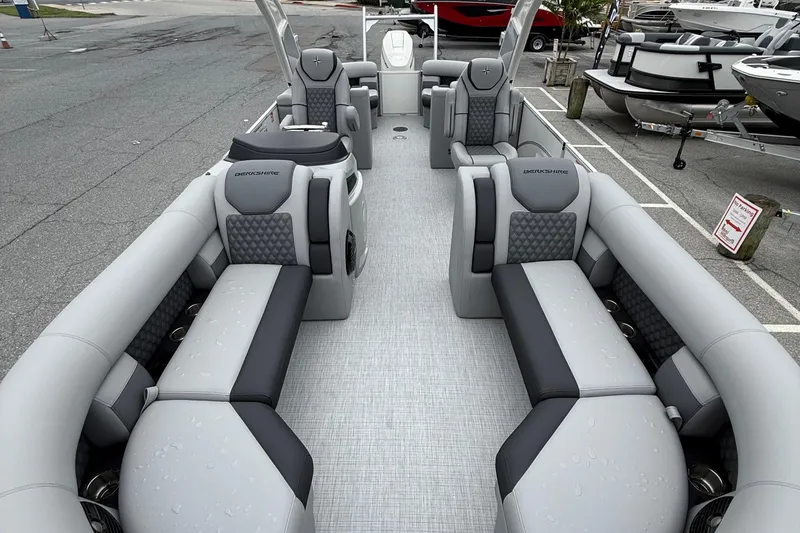 Slide: The Image of 2027 Berkshire 25RFX STS pontoon boat with luxurious seating and modern design. - 9