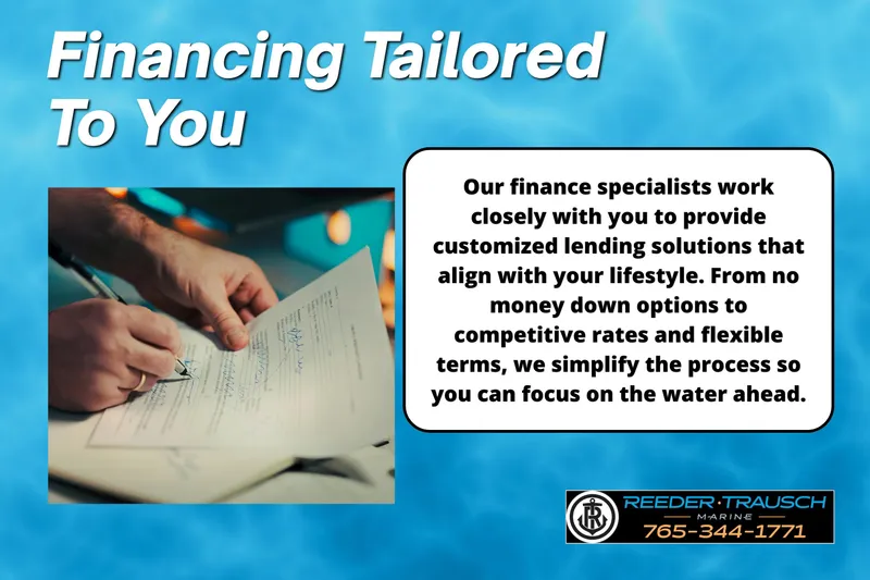Slide: The Image of Financing options for Avalon 2585 Excal VRBW 2025, tailored to your needs, by Reeder Trausch Marine. - 11
