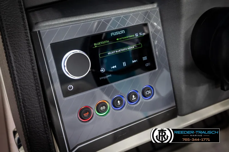 Slide: The Image of 2025 Avalon 2585 Excal VRBW control panel with Bluetooth connectivity and media controls. - 44
