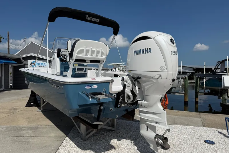 Slide: The Image of 2027 Tidewater 2110 Bay Max boat with Yamaha 150 engine at marina dock. - 3