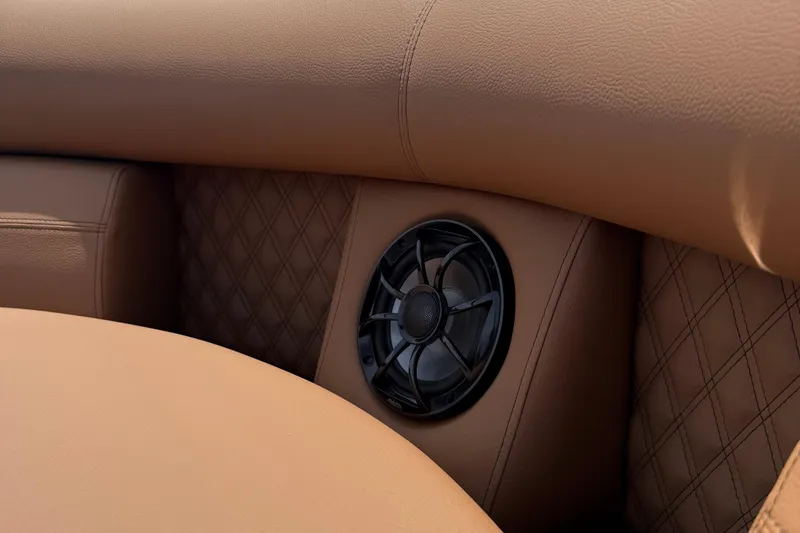 Slide: The Image of Luxurious tan leather interior with speaker in 2026 Berkshire 23RFX STS. - 17