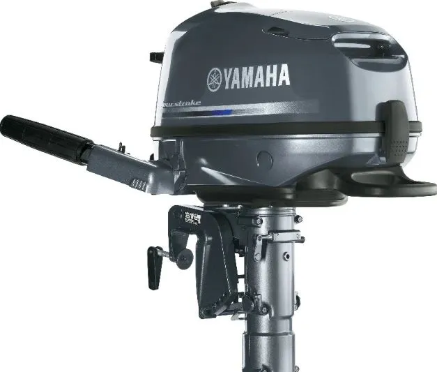 The Image of A Yamaha outboard motor, model F4SMHA, year 2022, in gray color. - 1