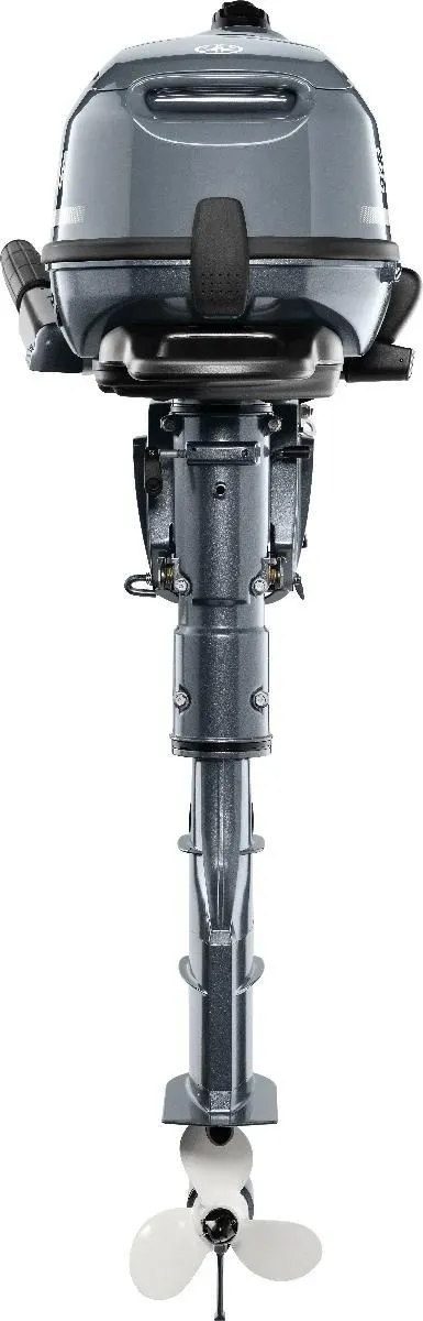Slide: The Image of Yamaha outboard motor F4SMHA, 2022 model, featuring a gray casing and propeller. - 4