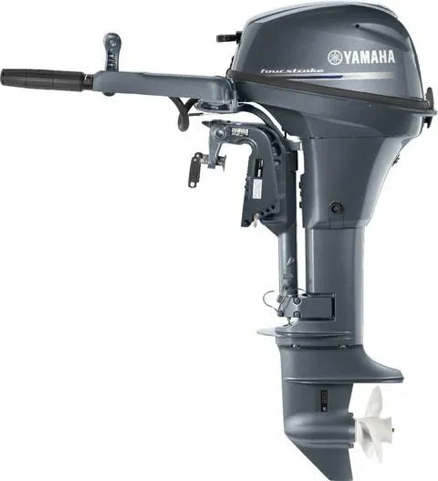 Slide: The Image of Yamaha outboard motor F9.9LMHB, model year 2024, in gray color. - 3