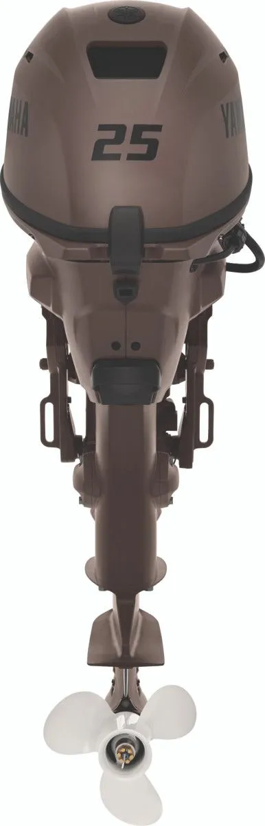 Slide: The Image of Yamaha outboard motor F25SWHC3 from 2024, in brown color with propeller. - 4