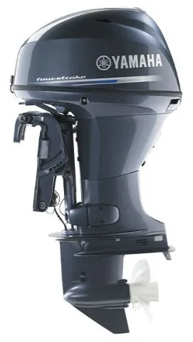 Slide: The Image of Yamaha F30LA outboard motor, 2025 model, in dark gray with Yamaha logo. - 3