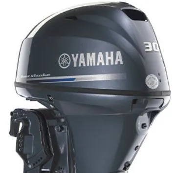 The Image of Yamaha F30LA outboard motor, 2022 model, in dark gray with silver logo. - 1