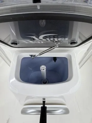 Slide: The Image of A 2026 Bay Rider 2260 FS with an open storage compartment. - 9
