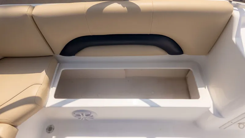 Slide: The Image of Beige seating with storage compartment underneath on a boat. - 7