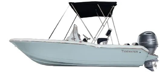 The Image of Tidewater 180 CC Adventure 2027 with outboard motor and sunshade. - 1