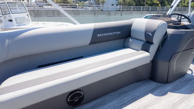 Slide: The Image of Bennington 20 S Cruise 2026: Sleek gray upholstery with modern design. - 11
