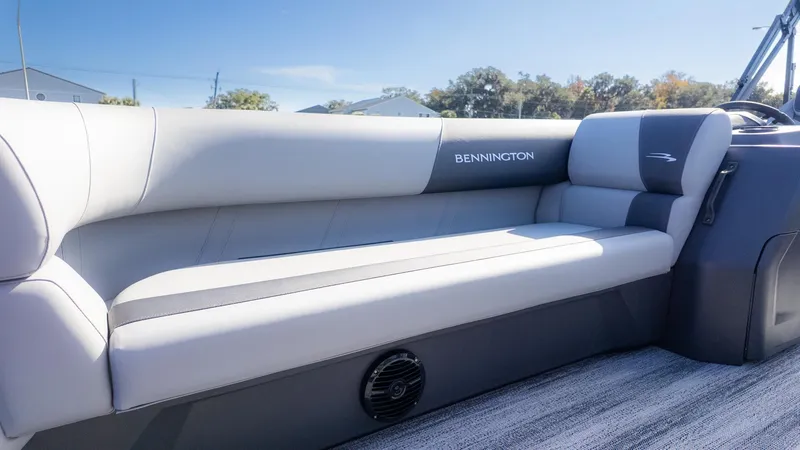 Slide: The Image of The image shows a luxurious seating area on a modern boat. - 10