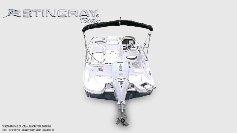 The Image of Stingray 192 SC from 2027 with open deck and outboard motor. - 1