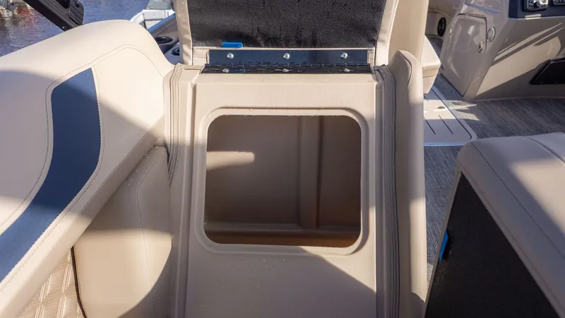 Slide: The Image of Interior view of a 2026 Bennington 22 S STERN RADIUS with storage compartment. - 10