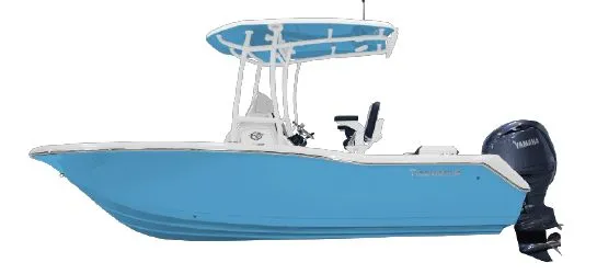 The Image of A blue Tidewater 210 LXF boat with a Yamaha outboard motor. - 1