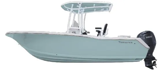The Image of Tidewater 220 LXF 2026: A modern motorboat with a blue hull and covered helm. - 1