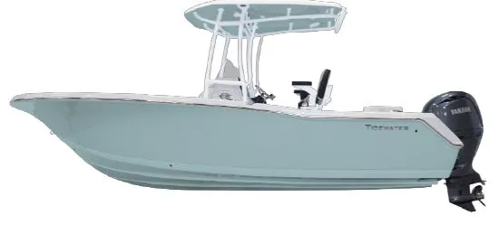 The Image of A modern Tidewater 220 CC Adventure boat with an outboard motor and protective T-top. - 1