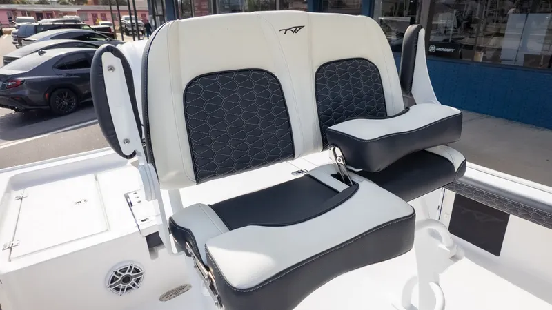 Slide: The Image of The seats of the 2026 Tidewater 2300 Carolina Bay are modern and comfortable. - 14