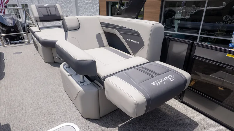 Slide: The Image of The image shows the seating of a 2025 Barletta Corsa 23M boat. - 20