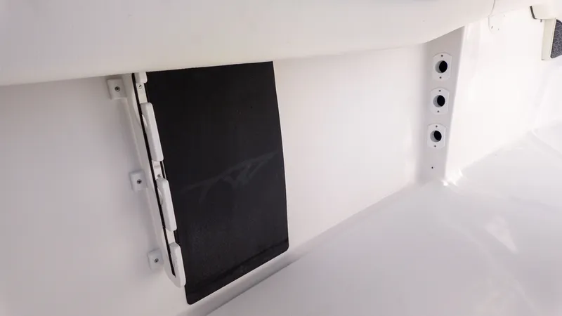 Slide: The Image of Close-up of a white boat deck with black and white elements. - 4