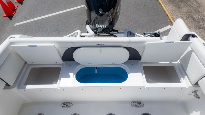 Slide: The Image of The image shows the stern of a Tidewater 232 LXF boat with a 250 HP outboard motor. - 5