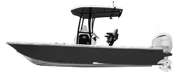 The Image of Tidewater 2300 Carolina Bay 2027: A sleek boat with T-top and outboard motor. - 1