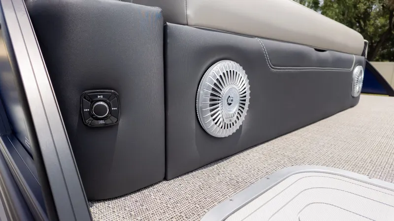 Slide: The Image of Close-up of a speaker and control panel on a boat. - 7