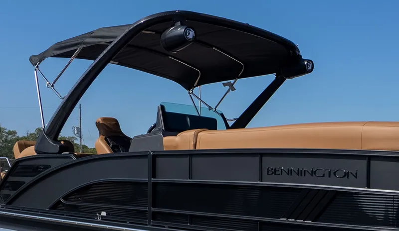 Slide: The Image of 2026 Bennington 26 M STERN LOUNGE with sleek design and comfortable seating. - 25