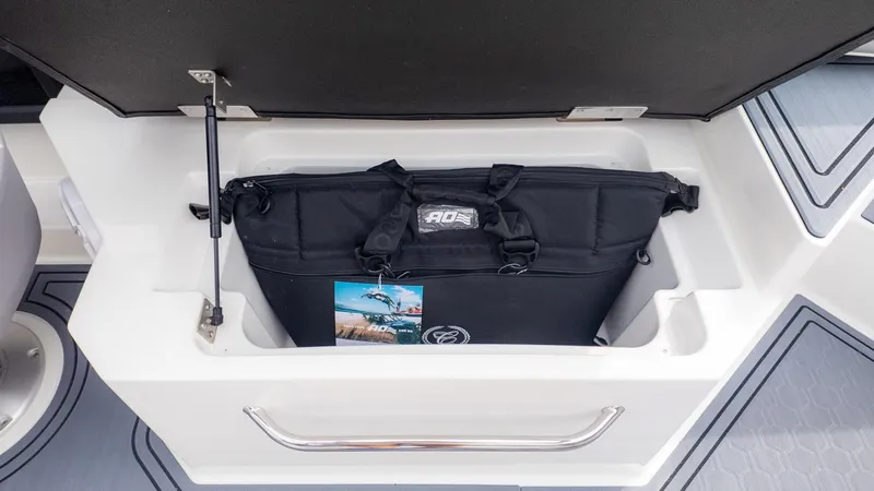 Slide: The Image of Storage compartment in Cobalt R6 Surf with bag and brochure. - 11