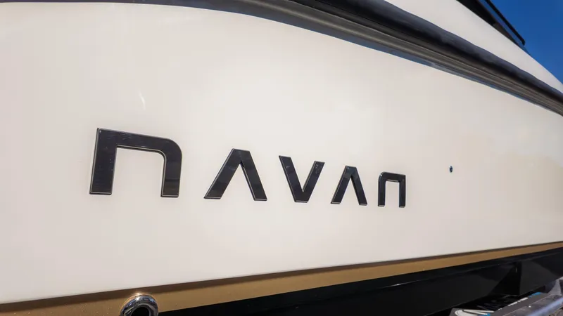 The Image of Close-up of the Navan C30 logo on the boat's hull. - 1