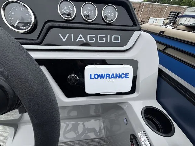 Slide: The Image of Close-up of a Viaggio Lago V22U helm with Lowrance device. - 32