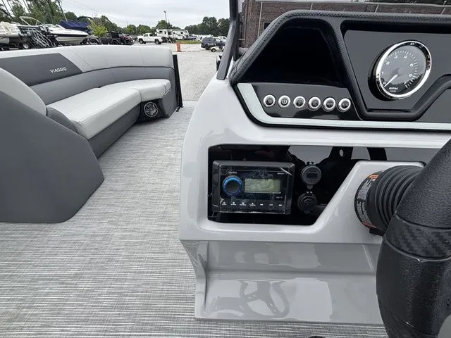 Slide: The Image of The image shows the cockpit of a Viaggio Lago V22U with gray seating and a modern dashboard. - 31