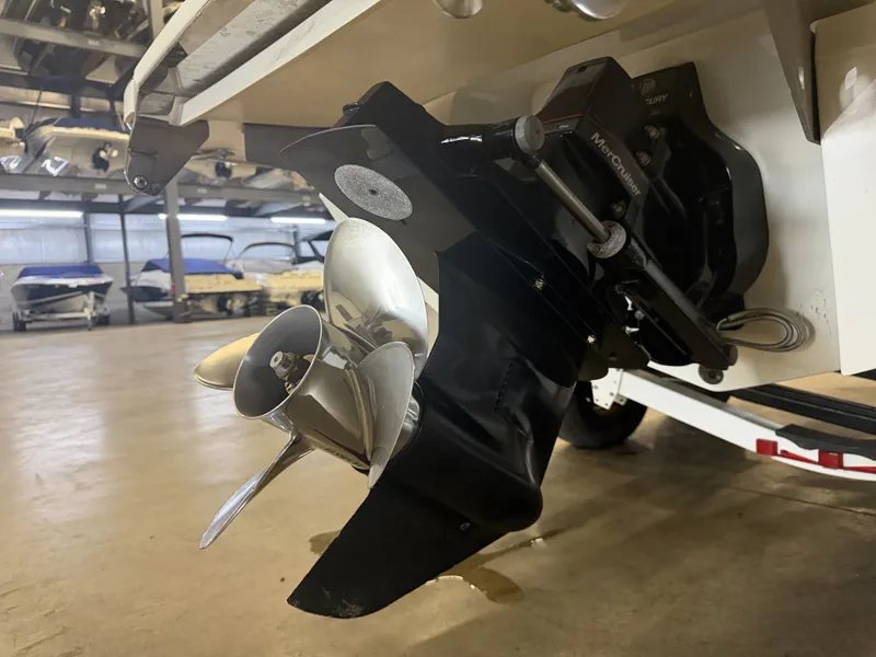 Slide: The Image of Close-up of a boat propeller in a storage facility. - 45