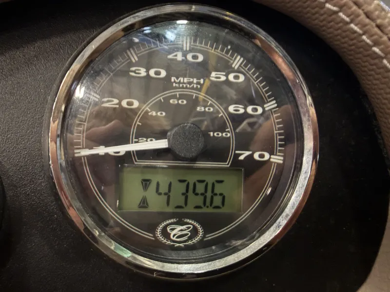 Slide: The Image of Close-up of a speedometer with a digital odometer reading 439.6 miles. - 32
