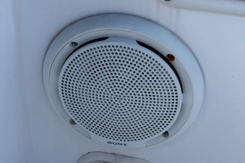 Slide: The Image of Sony speaker installed on a 2006 Cobalt 240 boat, featuring a white grille design. - 23