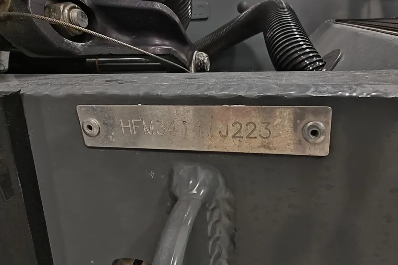 Slide: The Image of Highfield Patrol 600 2023 metal identification plate with serial number HFM34141J223. - 10