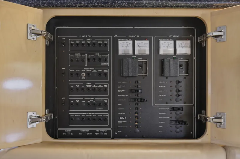 Slide: The Image of Electrical control panel inside a 2000 Carver 406 Aft Cabin Motor Yacht. - 70