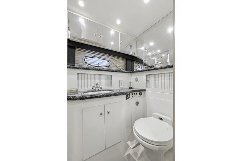 Slide: The Image of Luxurious bathroom in 2000 Carver 406 Aft Cabin Motor Yacht with modern fixtures. - 67