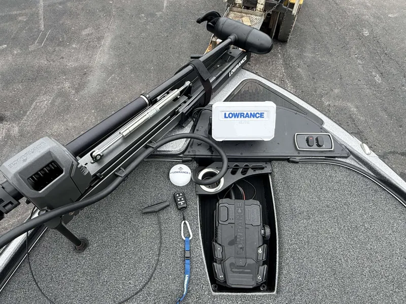 Slide: The Image of The image shows the deck of a Nitro Z18 Pro boat with fishing gear and electronics. - 12