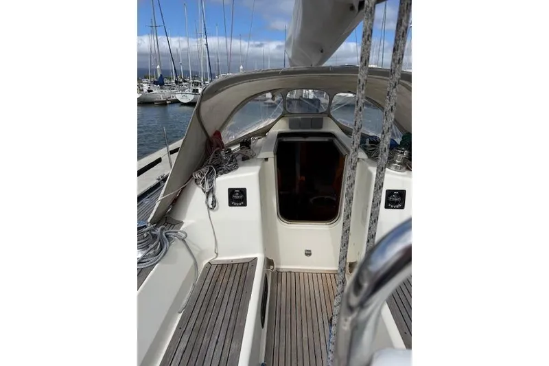 Slide: The Image of Cockpit view of 2000 X-Yachts X-362 Sport sailboat docked at marina. - 8