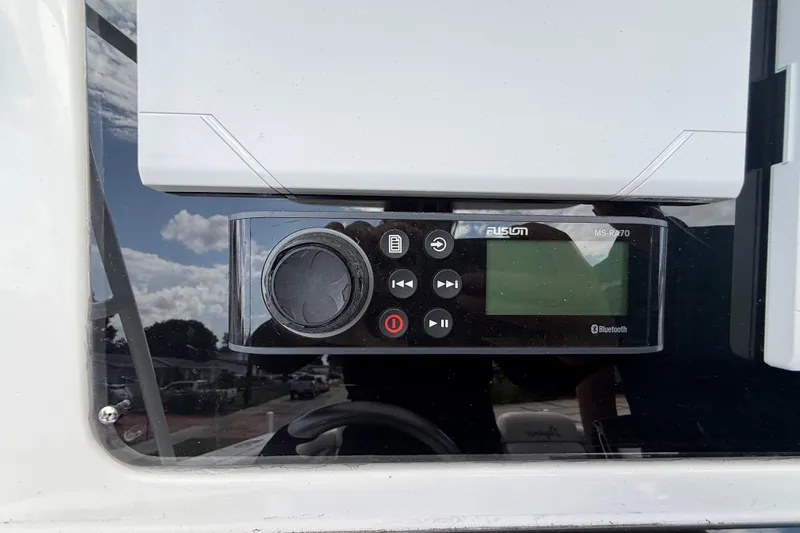 Slide: The Image of Fusion MS-RA70 Bluetooth stereo system on 2007 Donzi 29 ZF Open boat. - 29