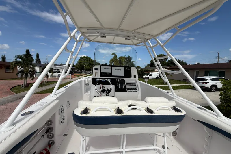 Slide: The Image of 2007 Donzi 29 ZF Open boat interior with helm, seating, and navigation equipment. - 56