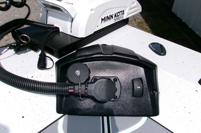 Slide: The Image of Trolling motor control panel on 2027 Xpress H22B Bay boat with Minn Kota Terrova. - 16