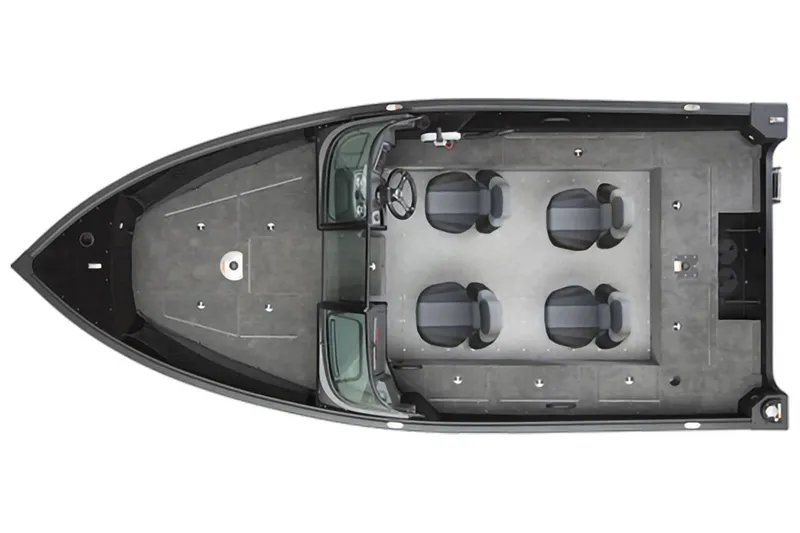 Slide: The Image of Top view of an Alumacraft Competitor Shadow 175 Sport boat with four seats and a steering console. - 27