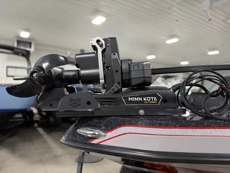 Slide: The Image of Close-up of a Minn Kota Ulterra motor on a boat. - 5