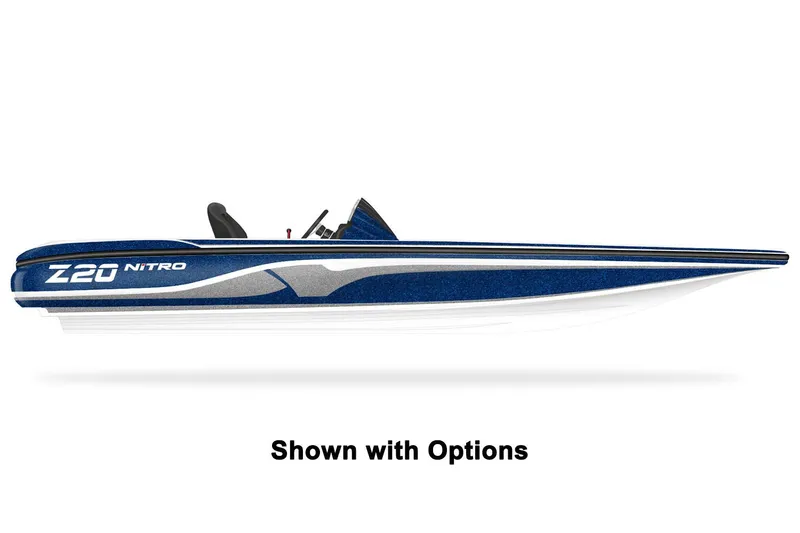 Slide: The Image of Side view of a blue Nitro Z20 Pro boat with sleek design. - 36