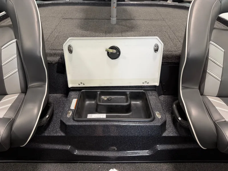 Slide: The Image of Interior view of a Nitro Z20 Pro boat with two seats and a storage compartment. - 19