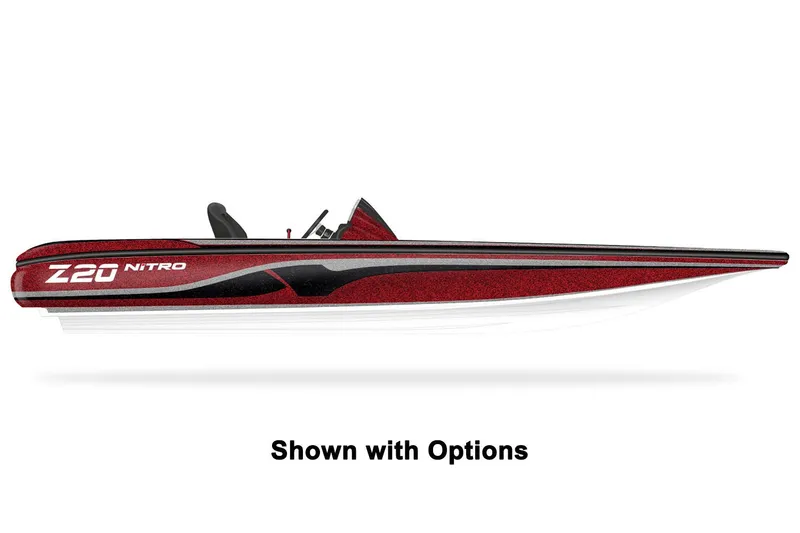 Slide: The Image of Side view of a red Nitro Z20 Pro boat, 2024 model, on a white background. - 35