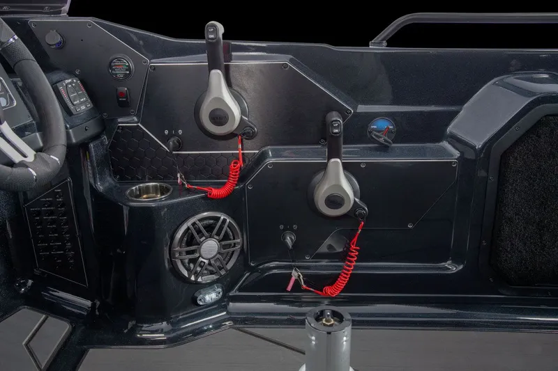 Slide: The Image of The image shows the cockpit of a Skeeter WXR2060 boat with modern controls. - 45