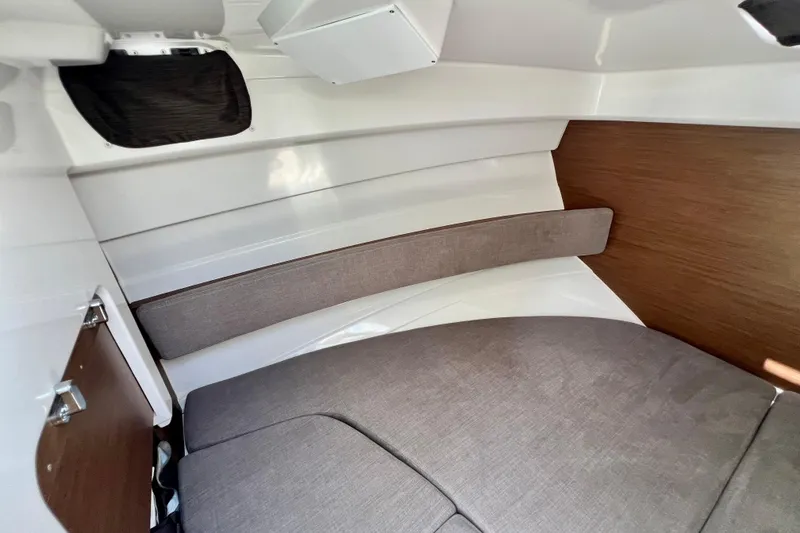 Slide: The Image of Interior cabin of 2023 Beneteau Antares 8, featuring modern design and comfortable seating. - 71